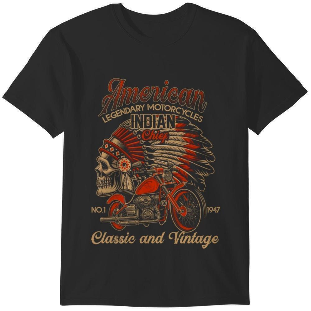 Retro American Motorcycle Indian Classic Biker T-Shirt
